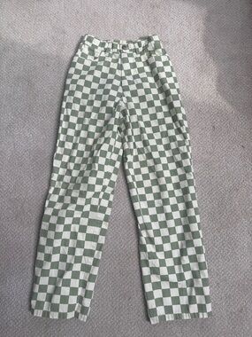 Thrills Checkerboard Straight-Leg Jeans - Sage & White